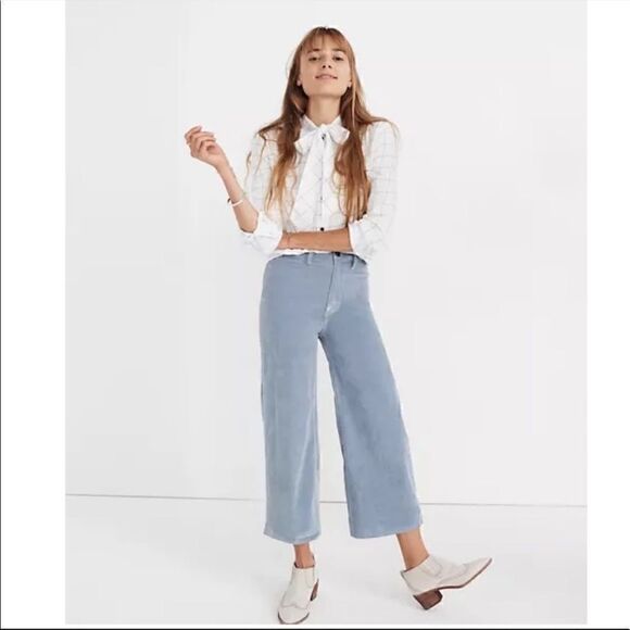Madewell Windowpane Flannel Front Bow Tie Button Front Long Sleeve Top - Picture 1 of 6